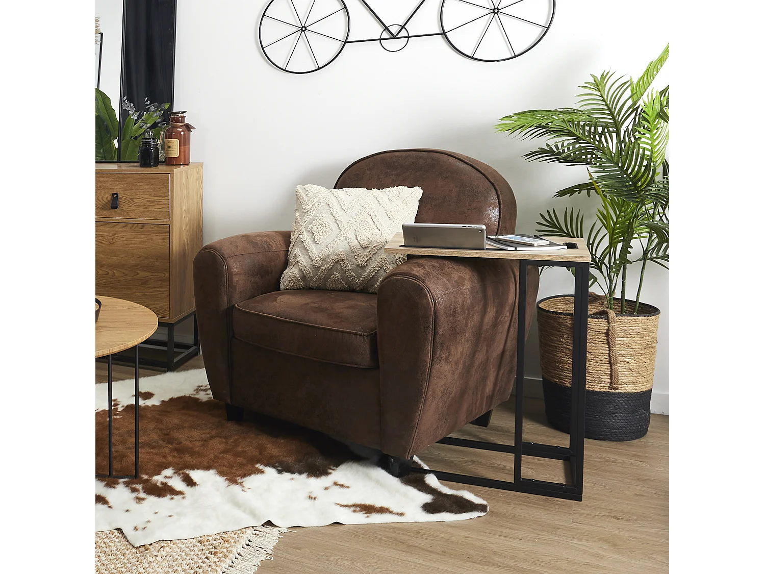 Table D Appoint Support Tablette Marron, Noir