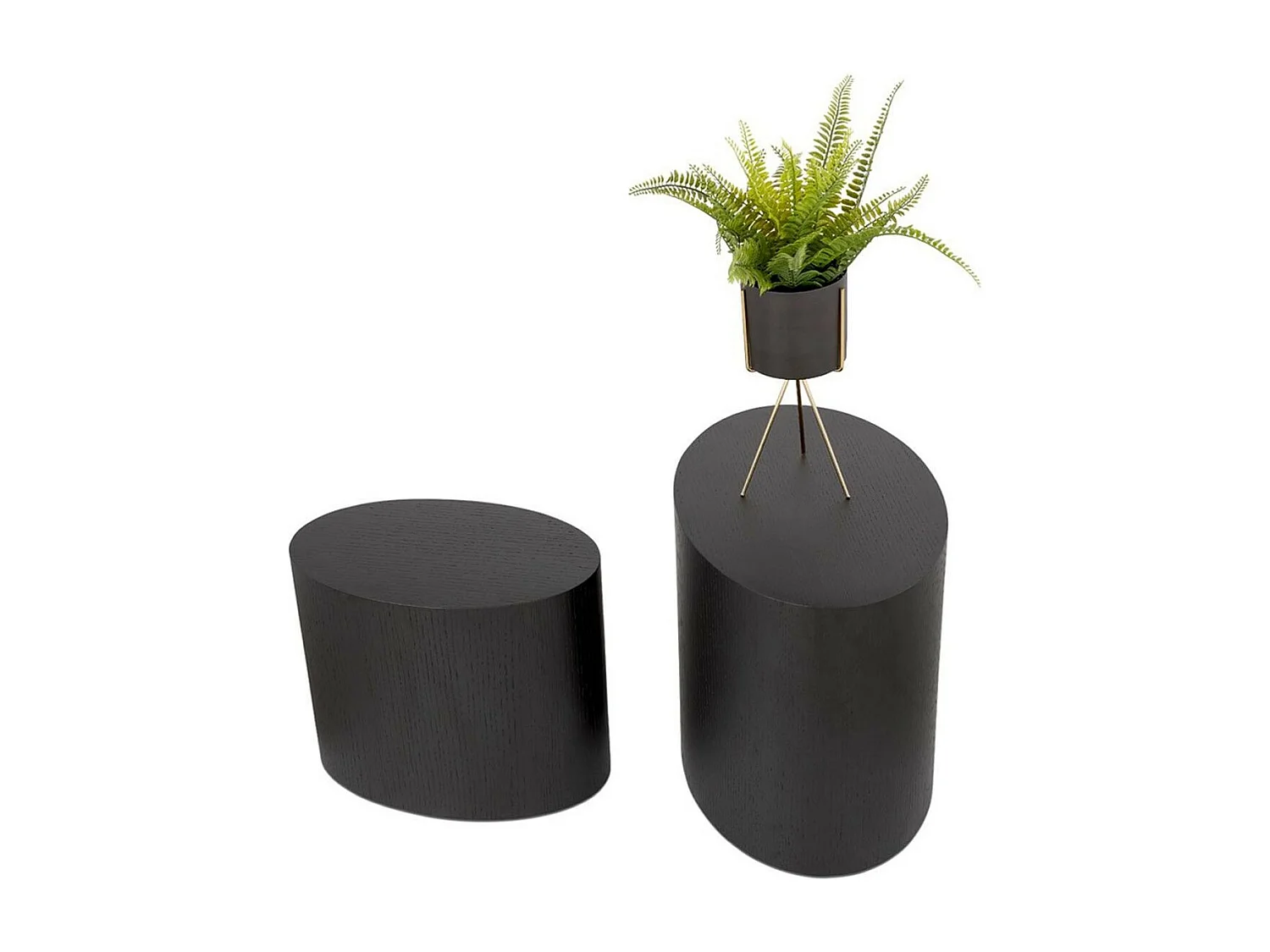 Lot de 2 Tables d'Appoint en Bois "Ibla" 48cm Noir