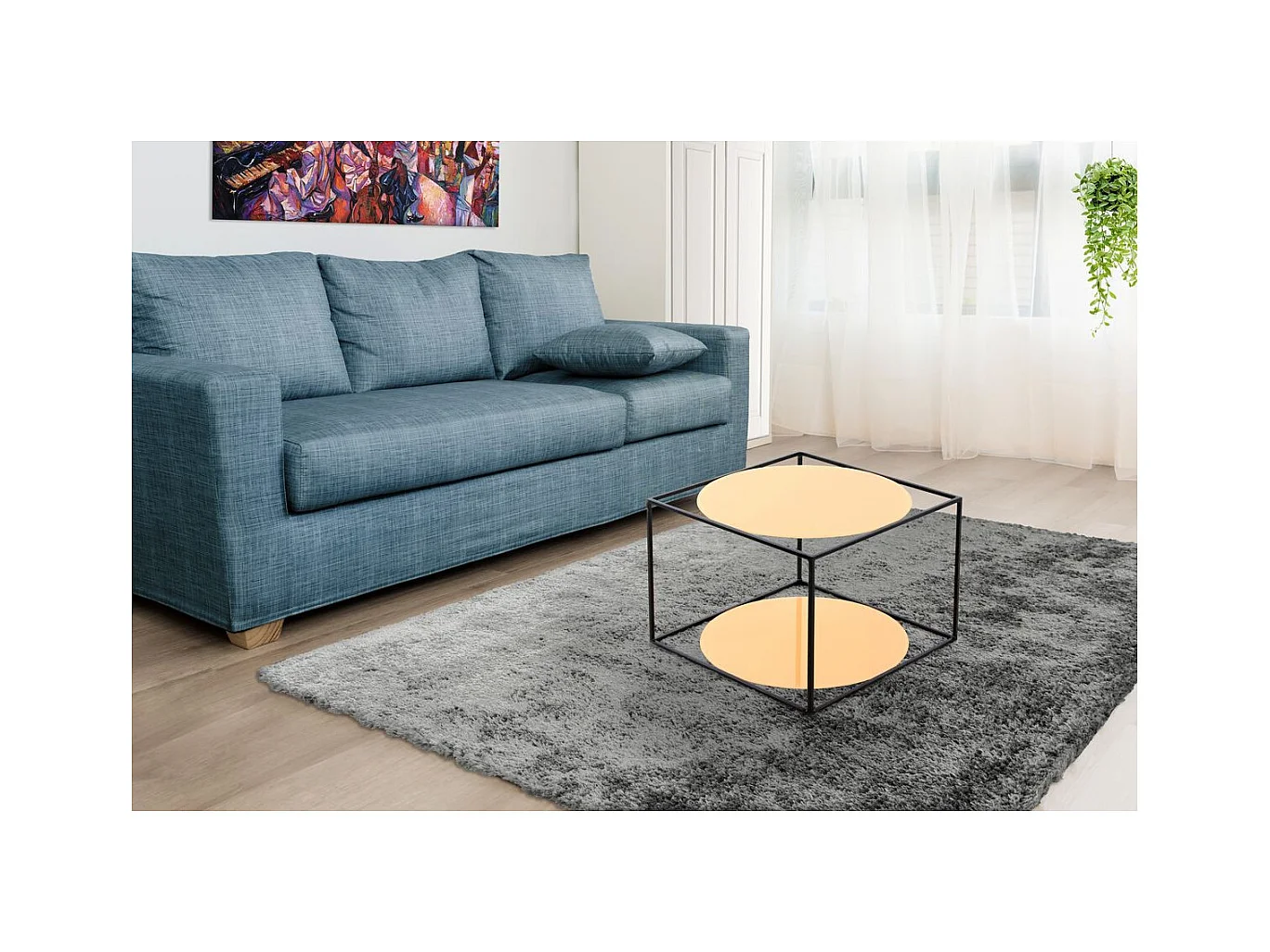 Table d'Appoint Design "Cody" 50cm Orange & Noir