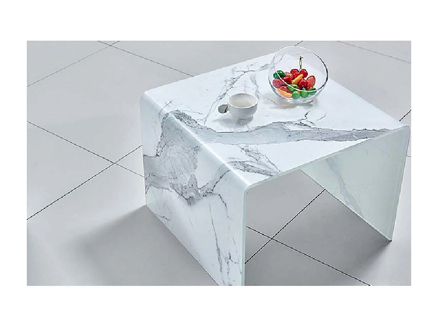 Table d'Appoint Design "Marbella" 50cm Blanc