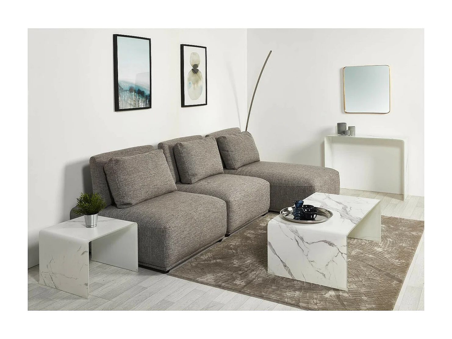 Table d'Appoint Design "Marbella" 50cm Blanc