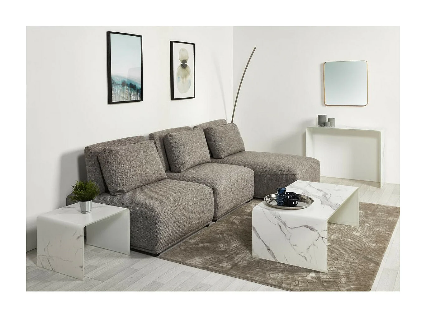 Table d'Appoint Design "Marbella" 50cm Blanc