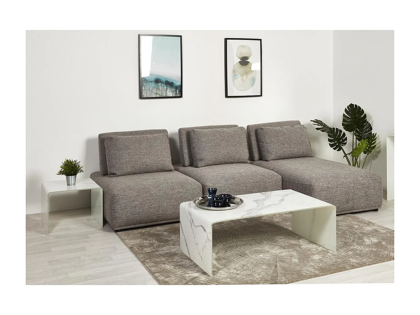 Table d'Appoint Design "Marbella" 50cm Blanc