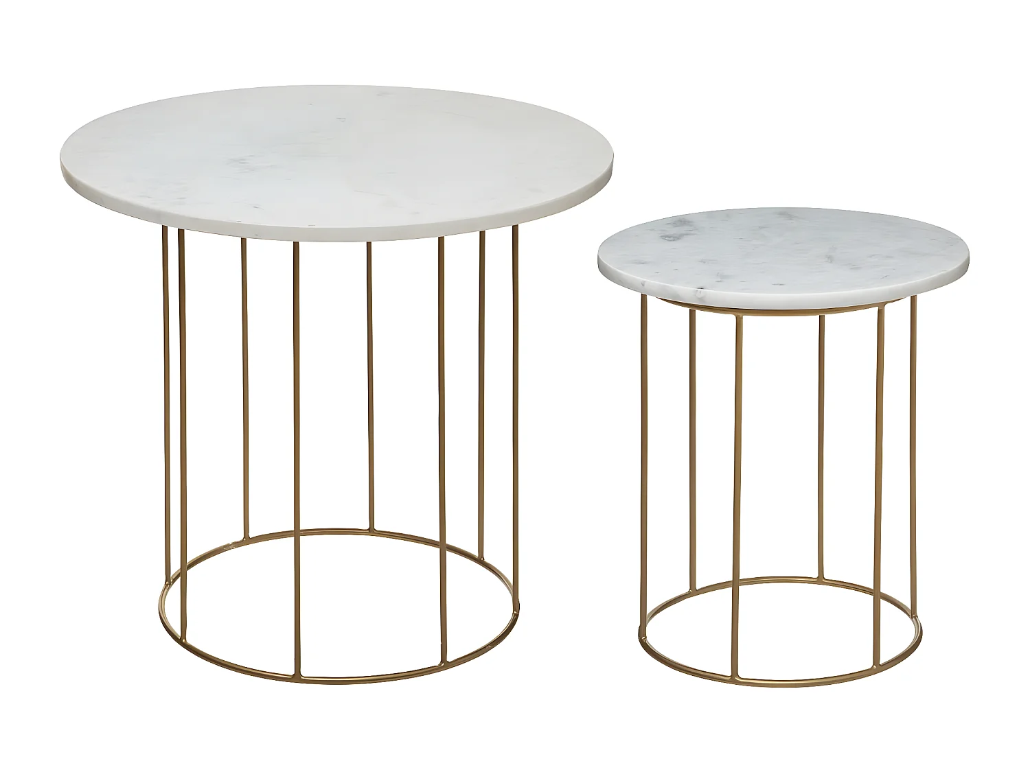 Lot de 2 Tables d'Appoint "Good" 60cm Blanc & Or