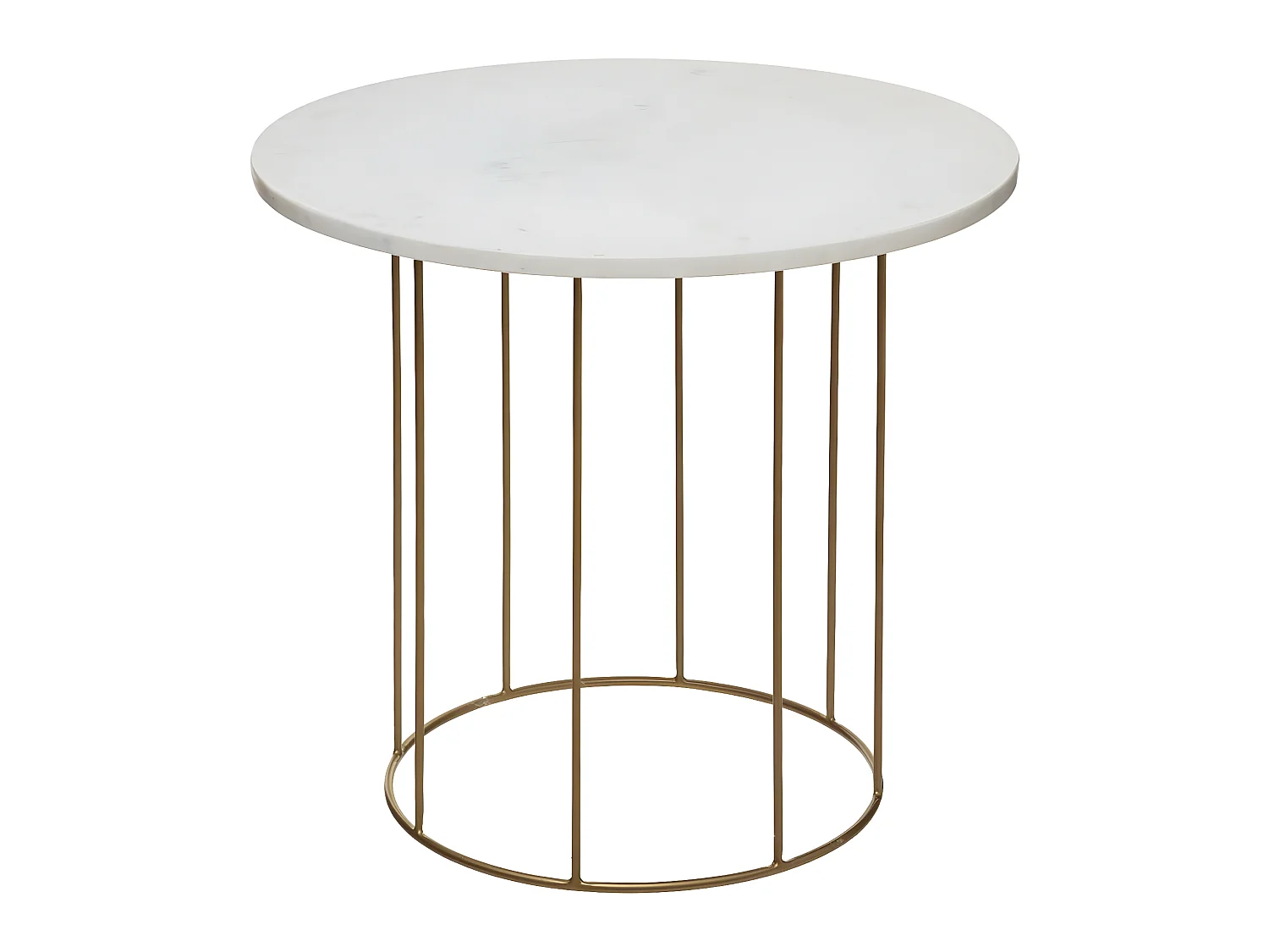 Lot de 2 Tables d'Appoint "Good" 60cm Blanc & Or