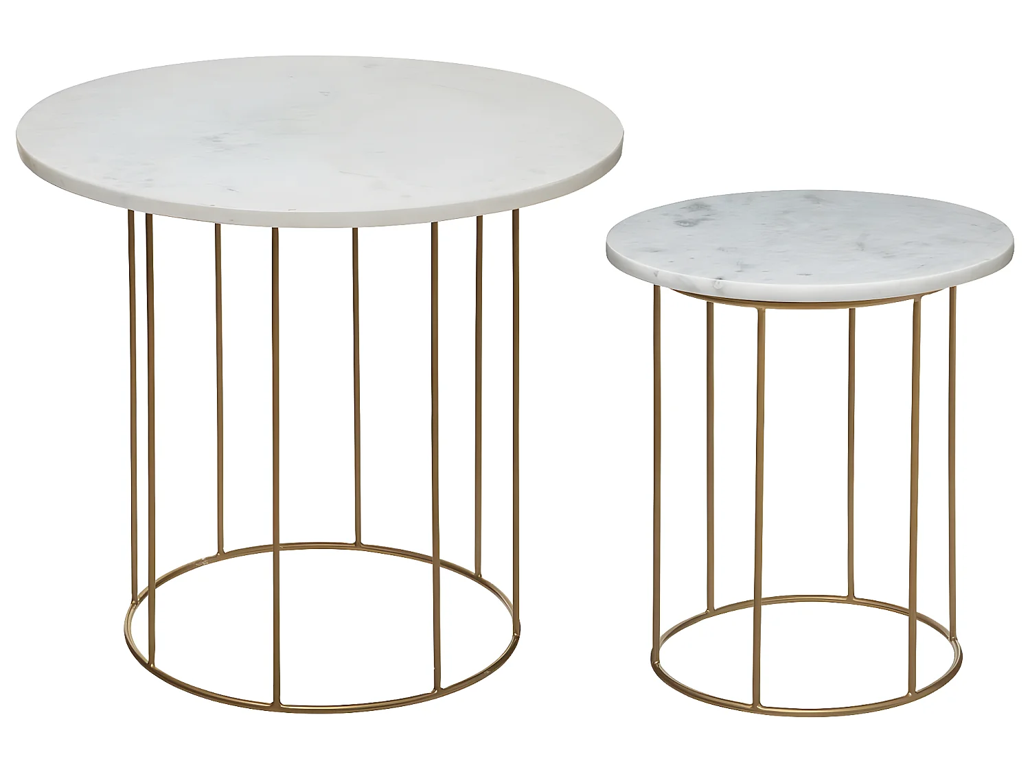 Lot de 2 Tables d'Appoint "Good" 60cm Blanc & Or