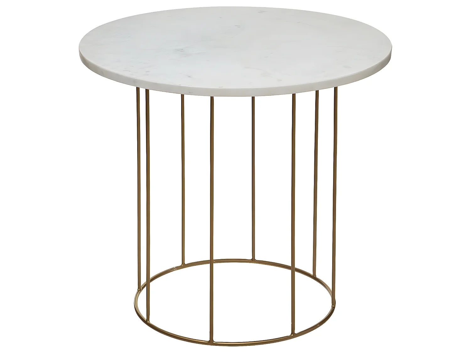 Lot de 2 Tables d'Appoint "Good" 60cm Blanc & Or