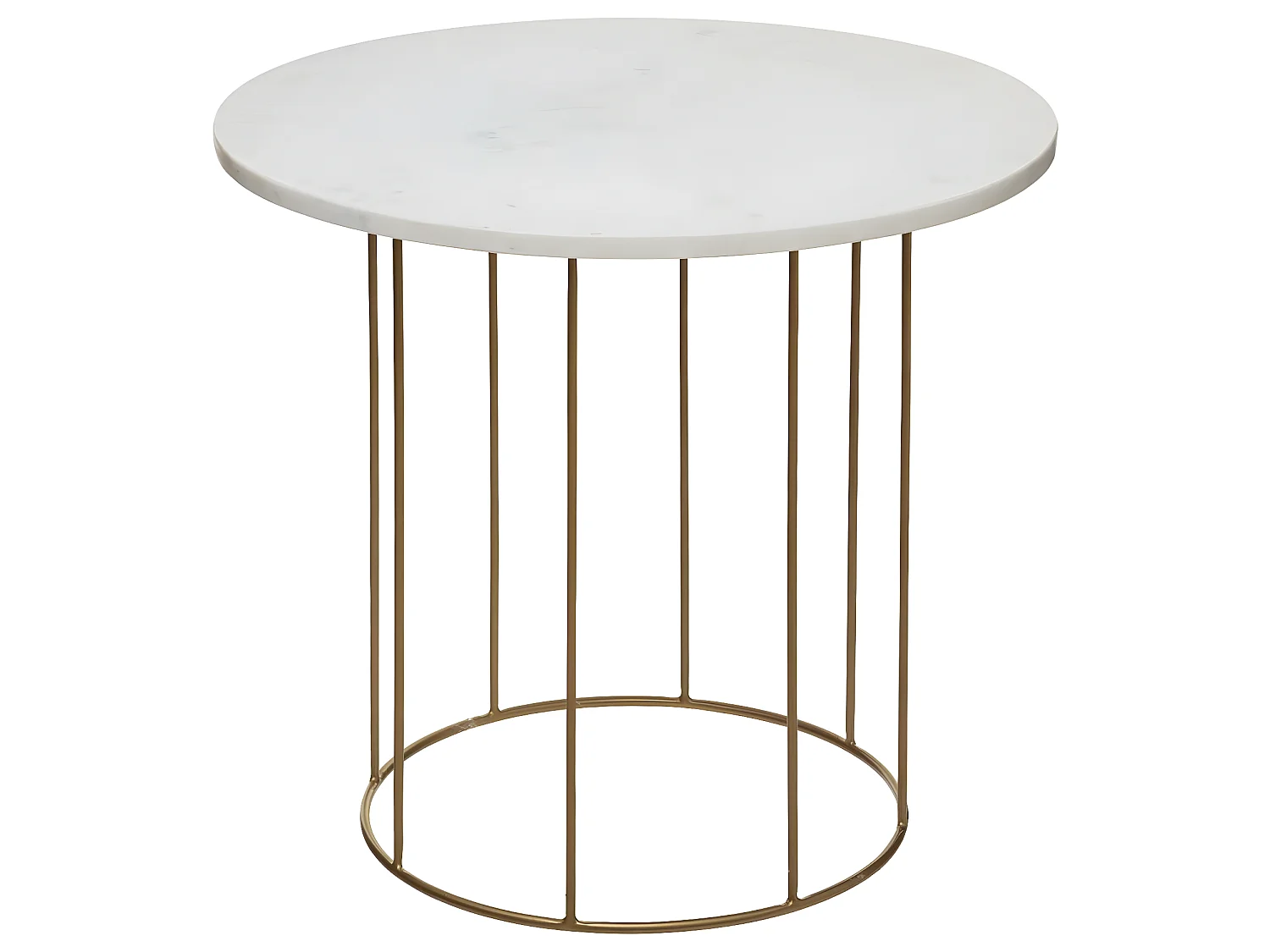 Lot de 2 Tables d'Appoint "Good" 60cm Blanc & Or