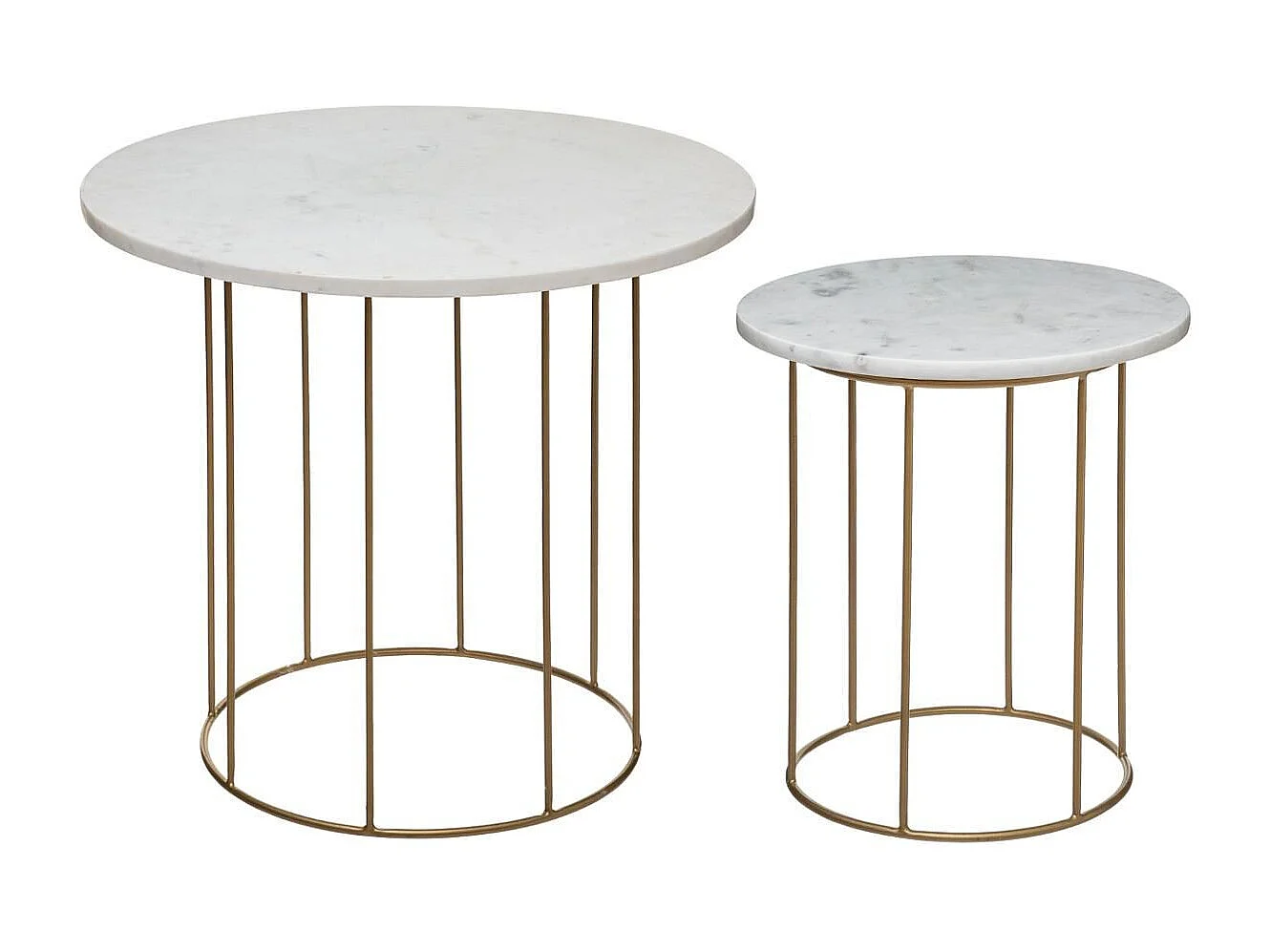 Lot de 2 Tables d'Appoint "Good" 60cm Blanc & Or
