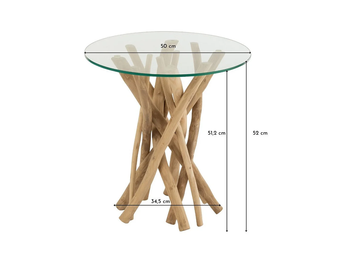 Table d'Appoint en Teck "Driftwood" 50cm Naturel