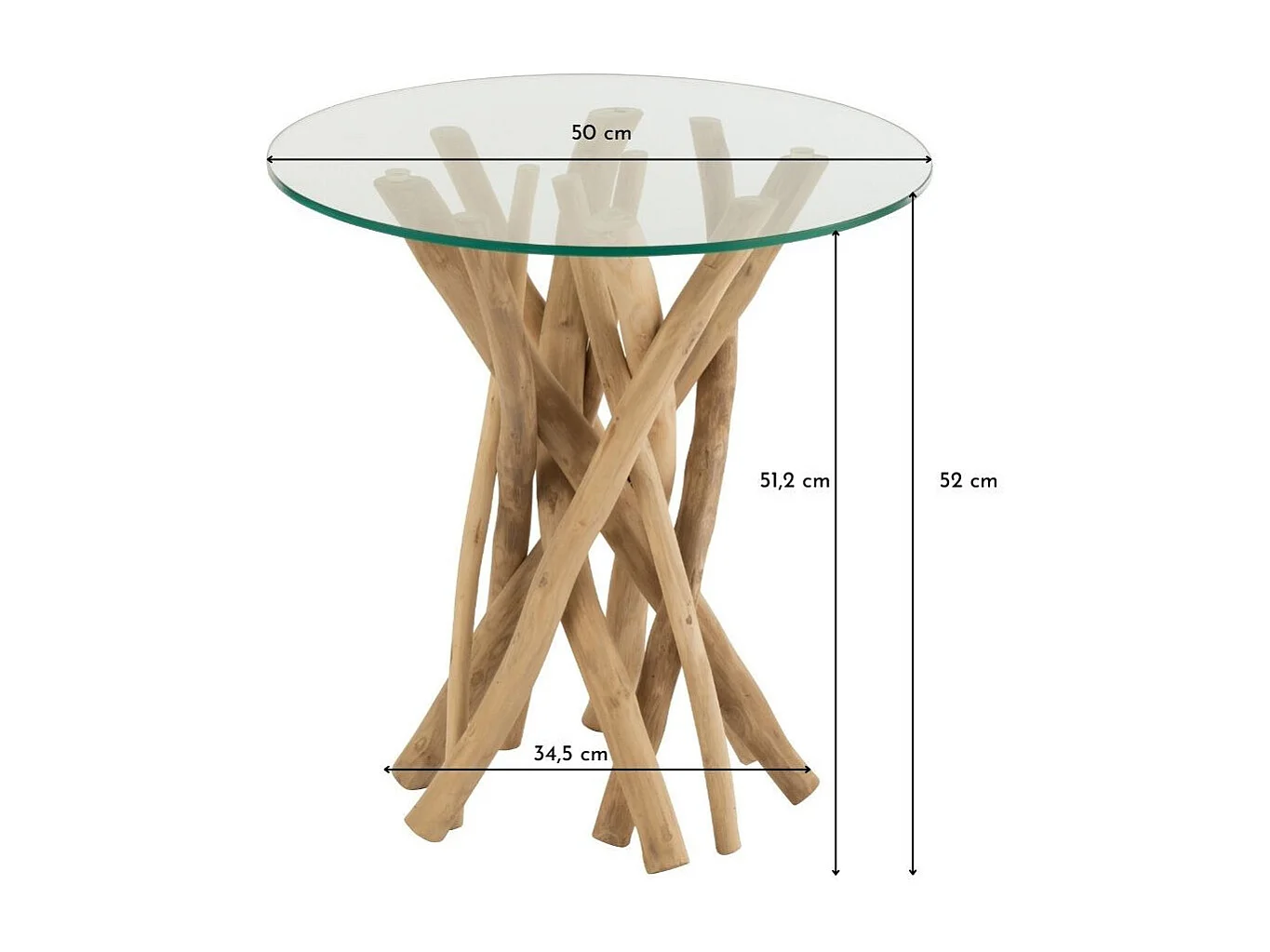 Table d'Appoint en Teck "Driftwood" 50cm Naturel