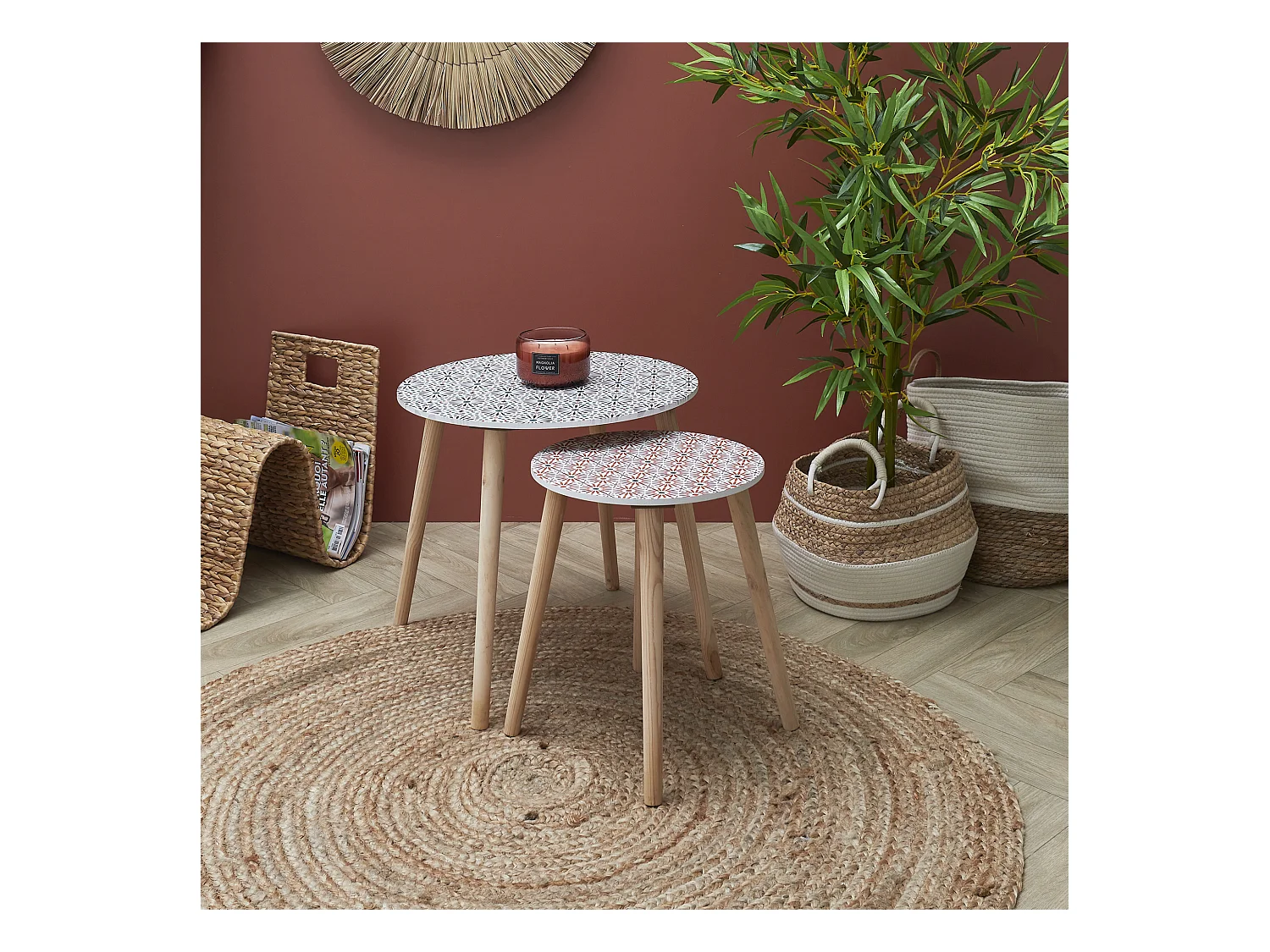 Table Gigogne Patio X2 Rouge, Blanc, Noir