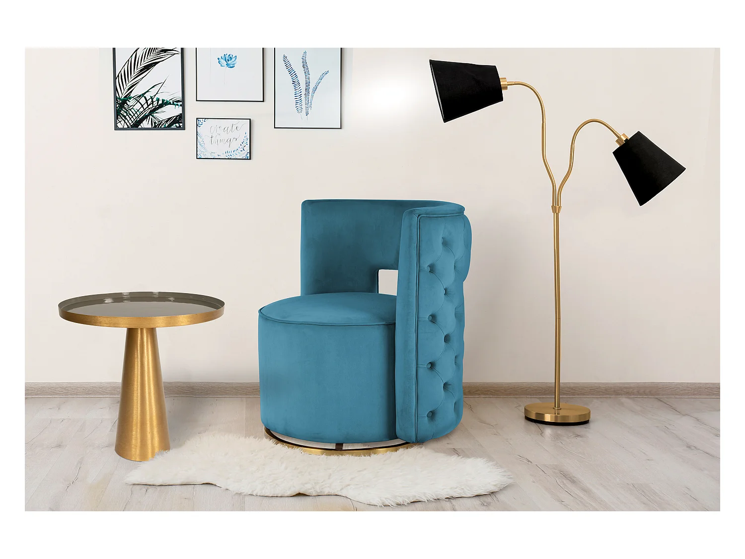 Table d'Appoint Design "Morrison" 51cm Gris