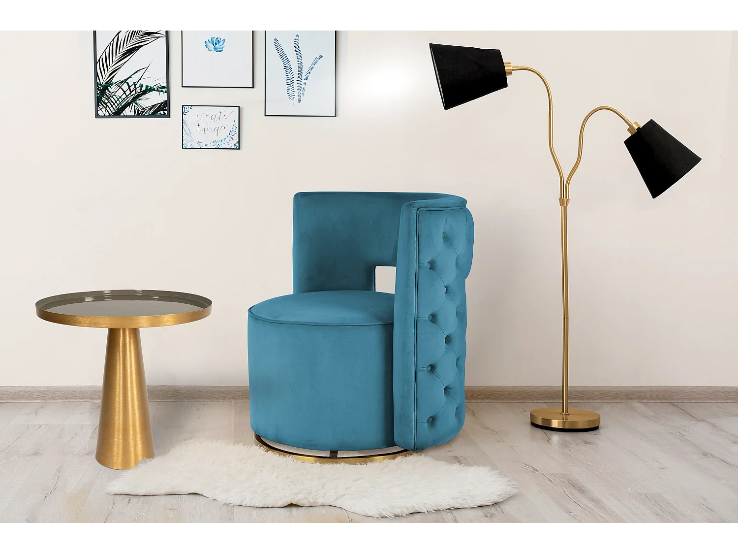 Table d'Appoint Design "Morrison" 51cm Gris