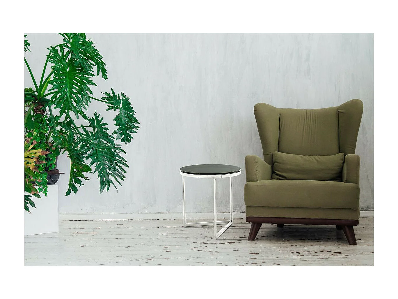 Table d'Appoint Design "Wynona" 55cm Noir & Argent