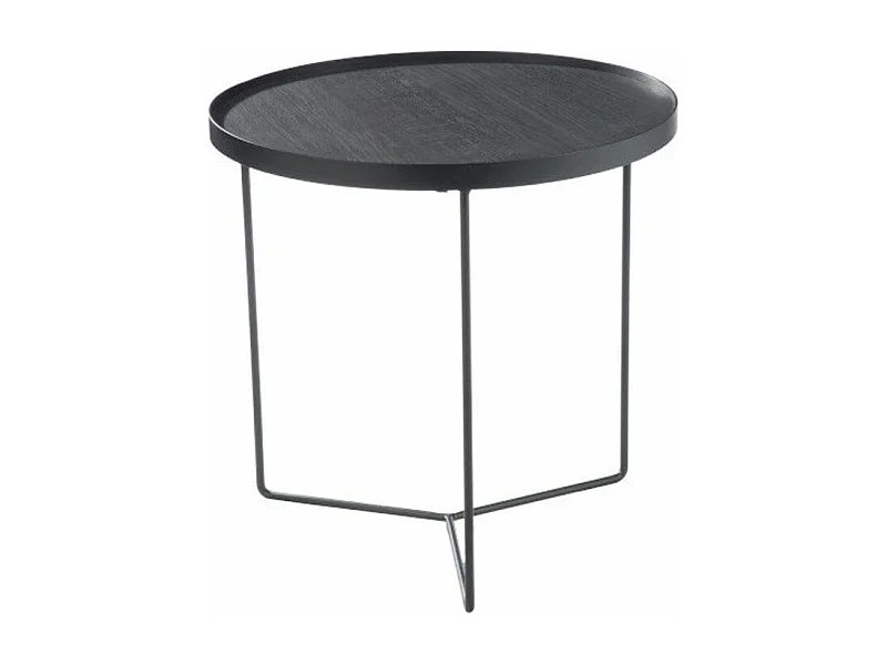 Table d'Appoint Design Ronde Bois "Malo" 50cm Noir