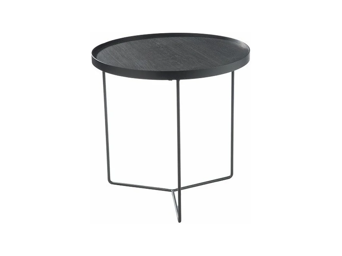 Table d'Appoint Design Ronde Bois "Malo" 50cm Noir