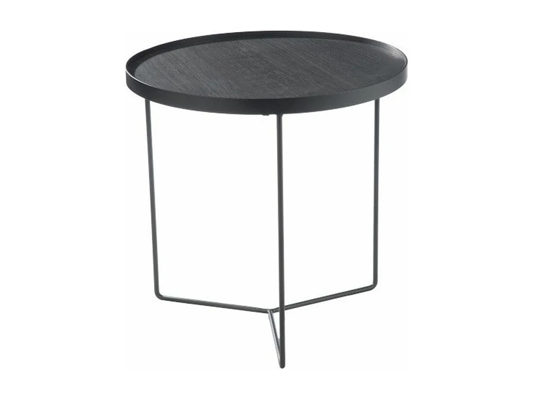 Table d'Appoint Design Ronde Bois "Malo" 50cm Noir