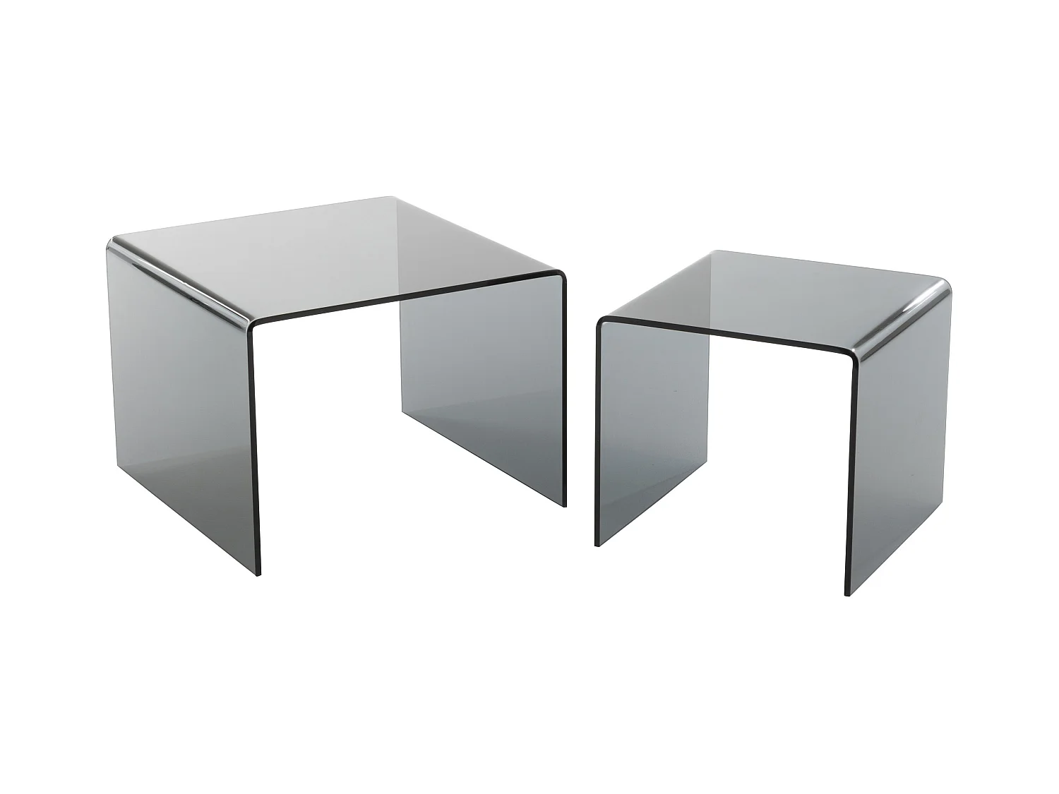 Lote de 2 mesas nido Colin de cristal negro L 65