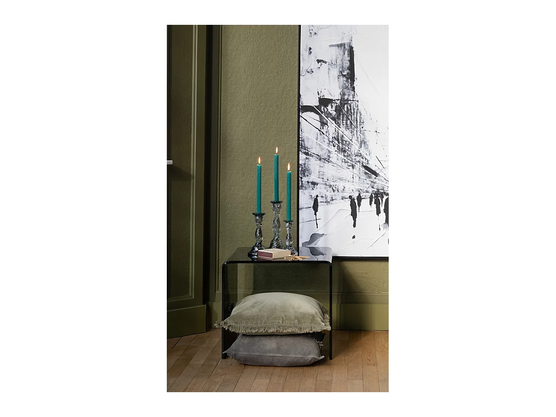 Lote de 2 mesas nido Colin de cristal negro L 65