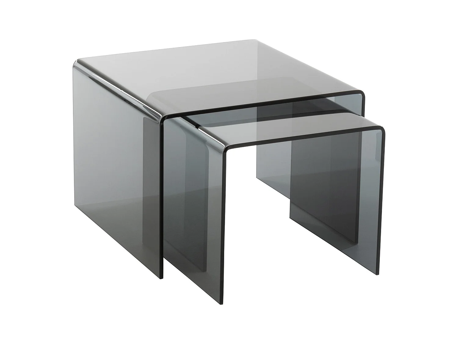 Lote de 2 mesas nido Colin de cristal negro L 65