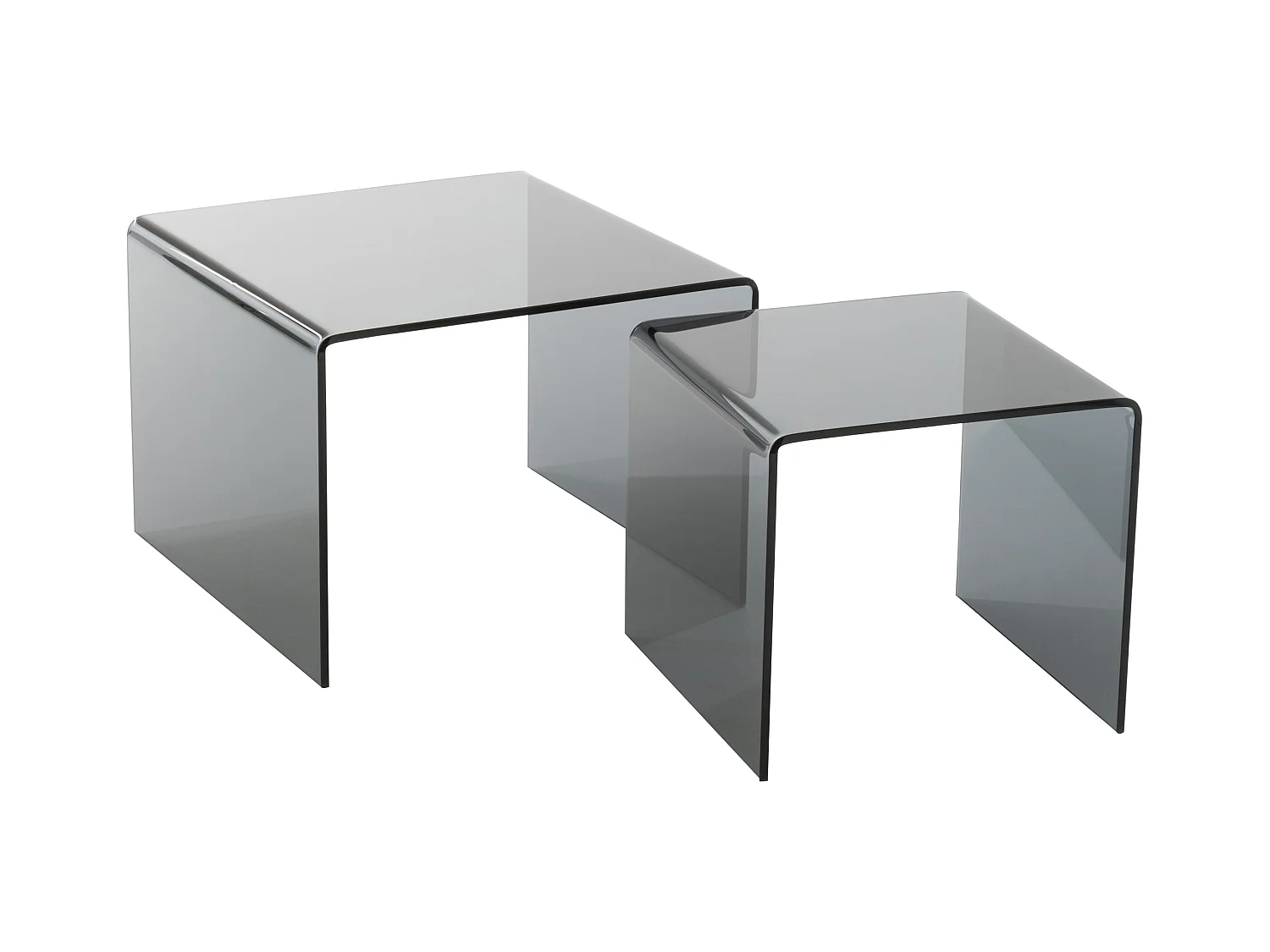 Lote de 2 mesas nido Colin de cristal negro L 65