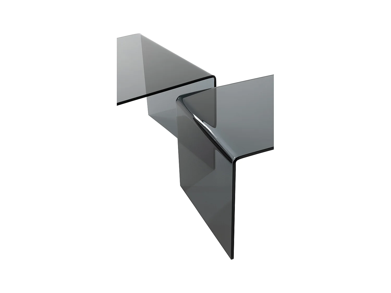 Lote de 2 mesas nido Colin de cristal negro L 65