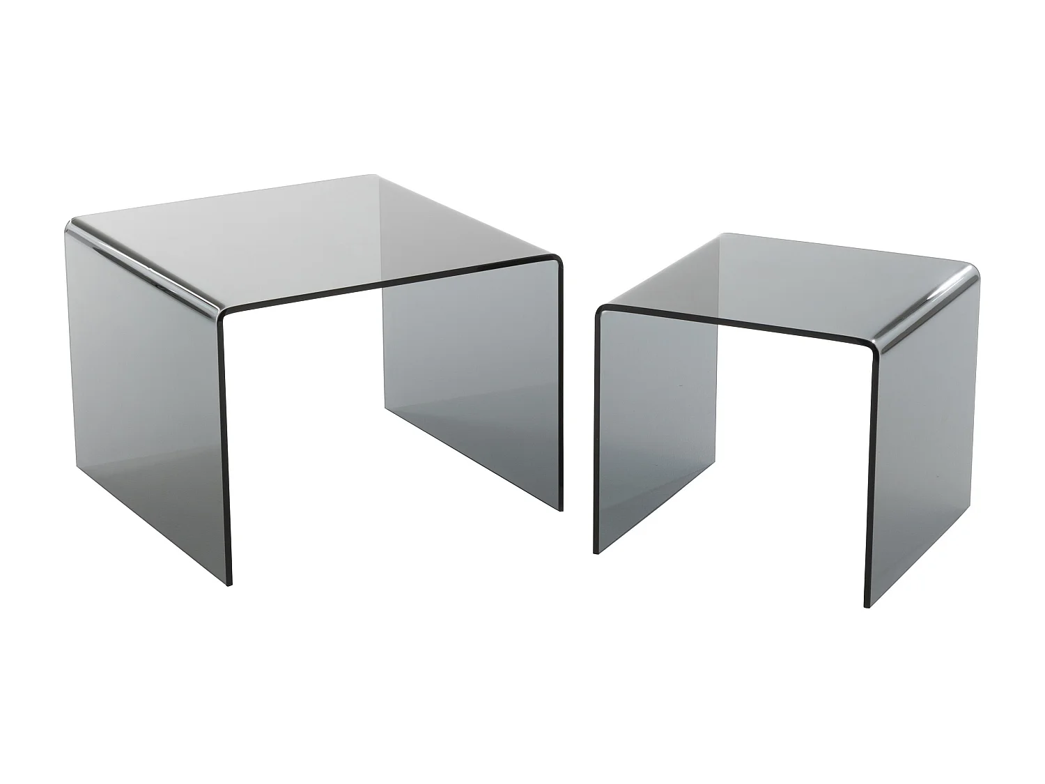 Lote de 2 mesas nido Colin de cristal negro L 65