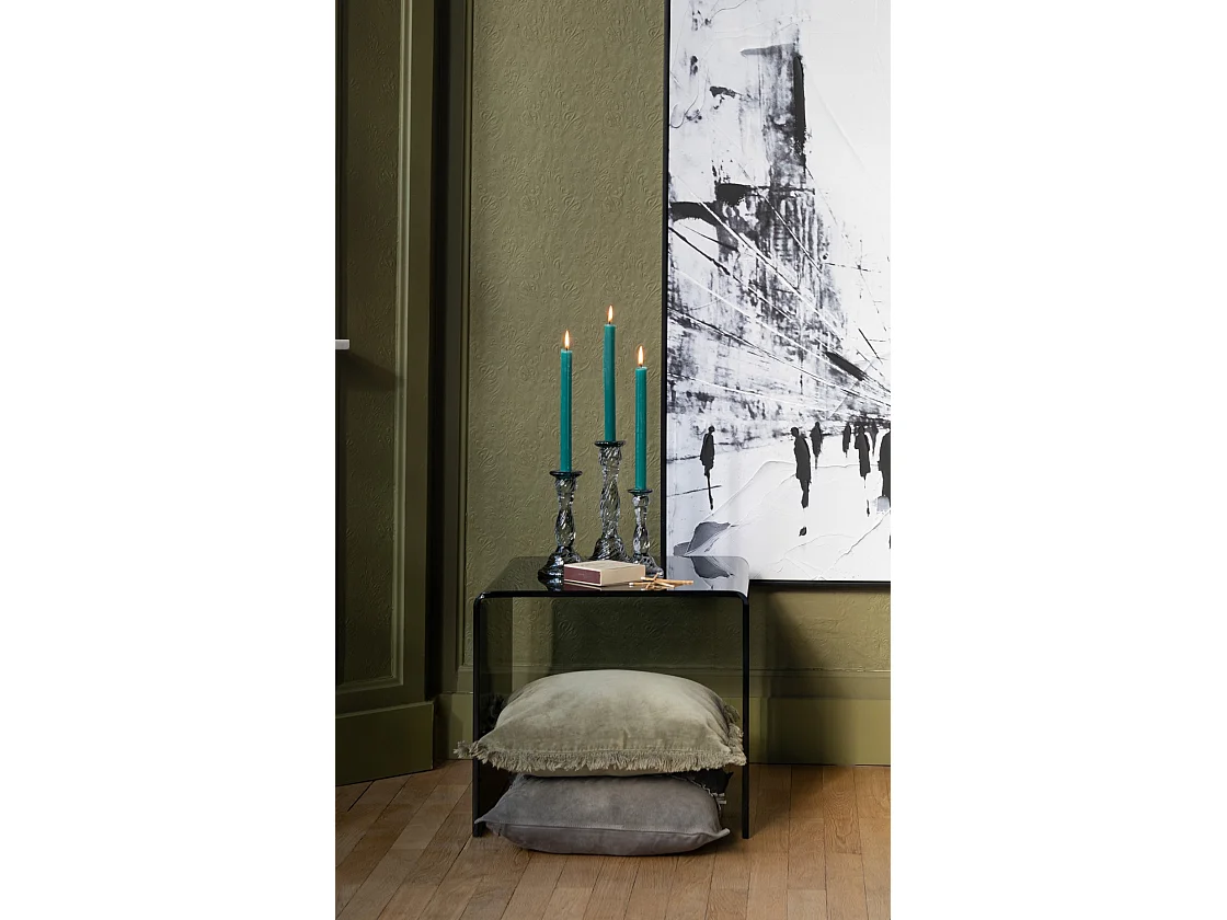 Lote de 2 mesas nido Colin de cristal negro L 65