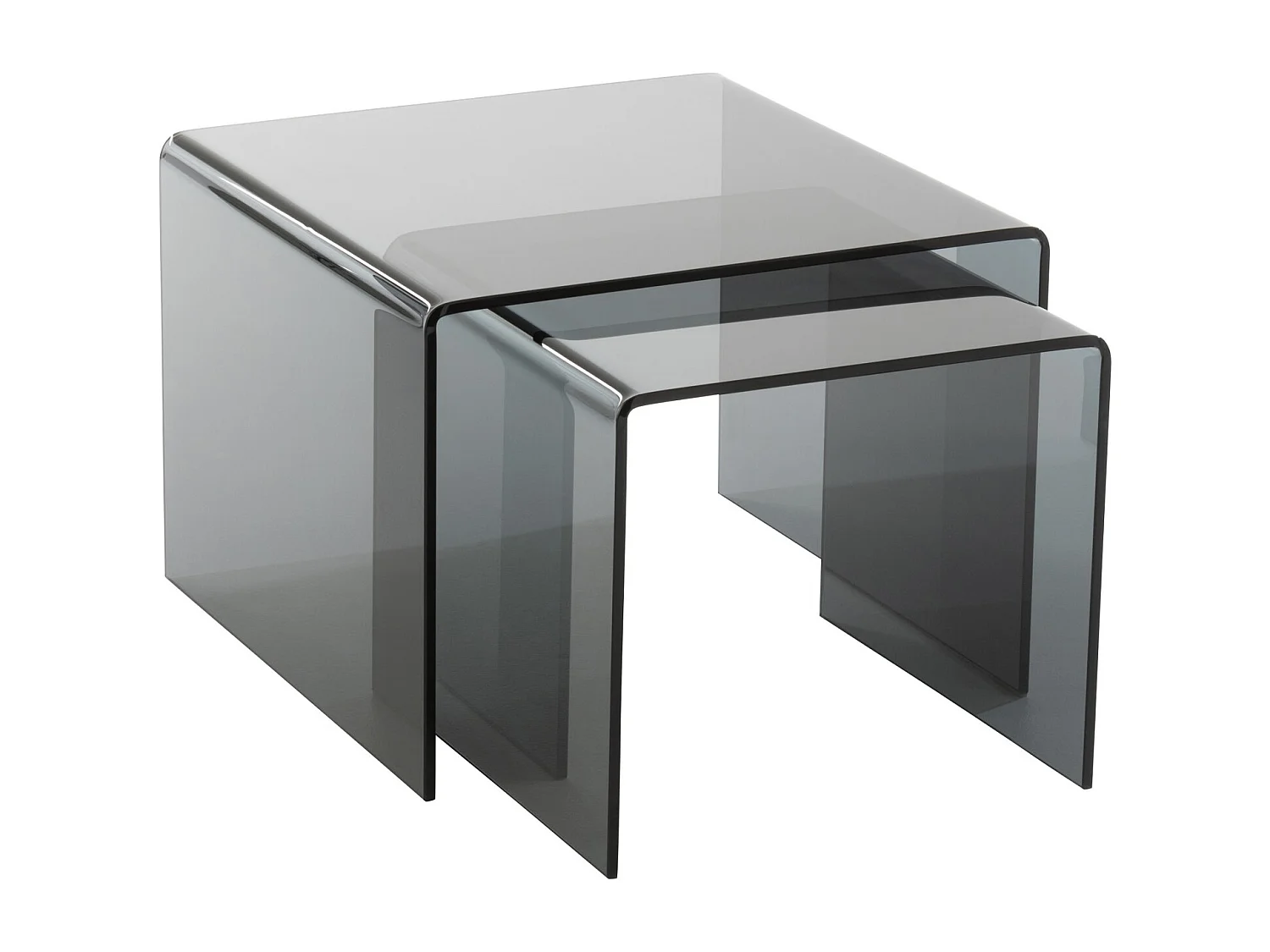 Lote de 2 mesas nido Colin de cristal negro L 65