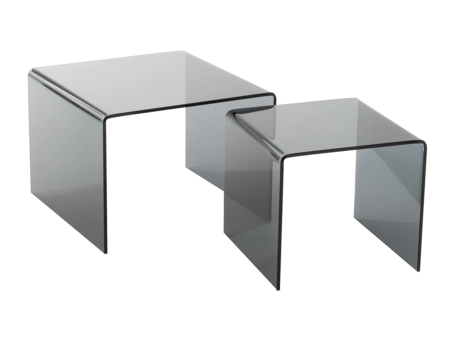 Lote de 2 mesas nido Colin de cristal negro L 65