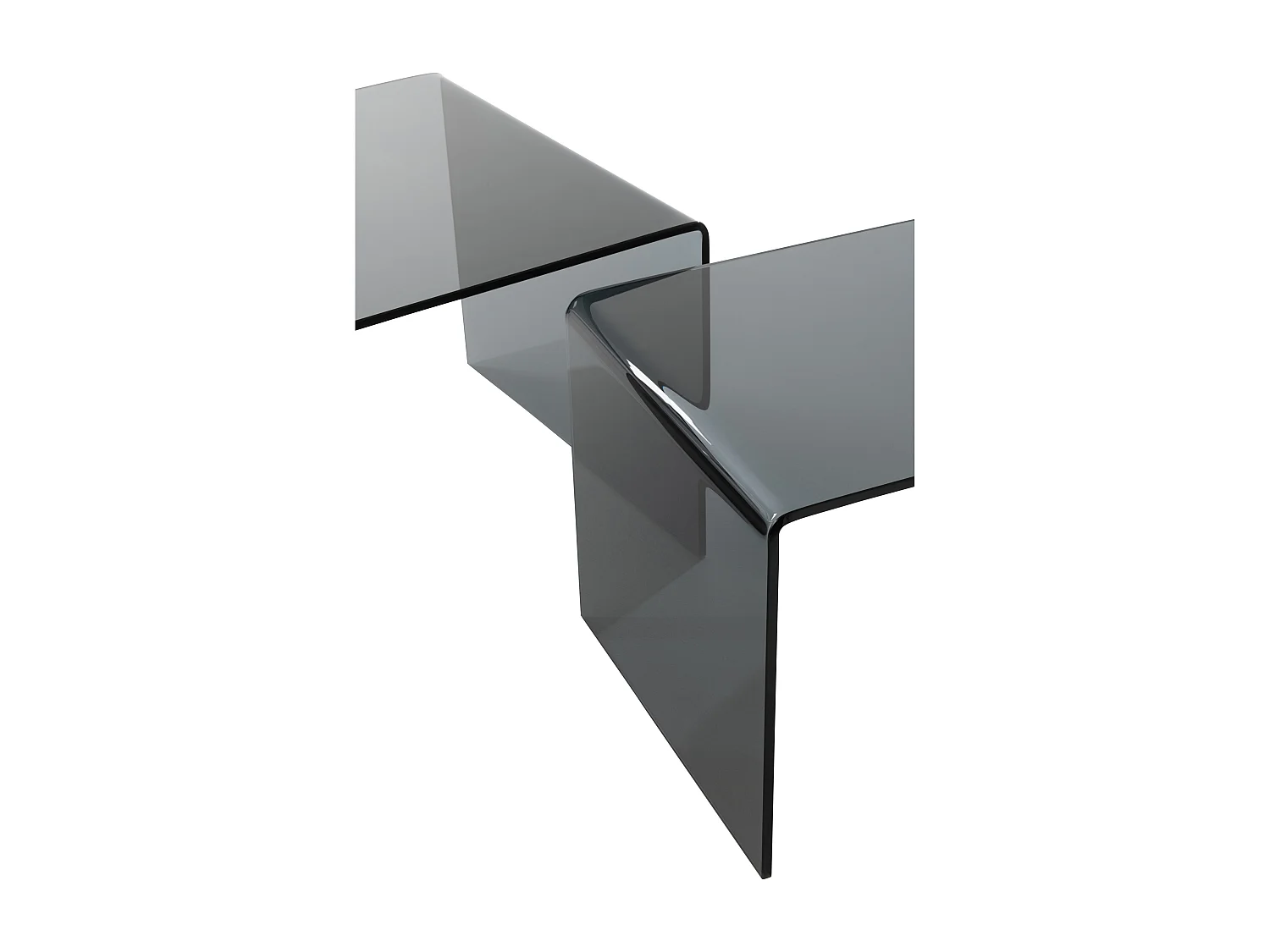 Lote de 2 mesas nido Colin de cristal negro L 65