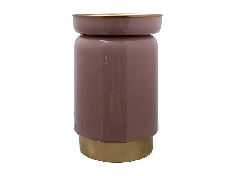 Table d'Appoint Design "Clays" 46cm Vieux Rose & Or