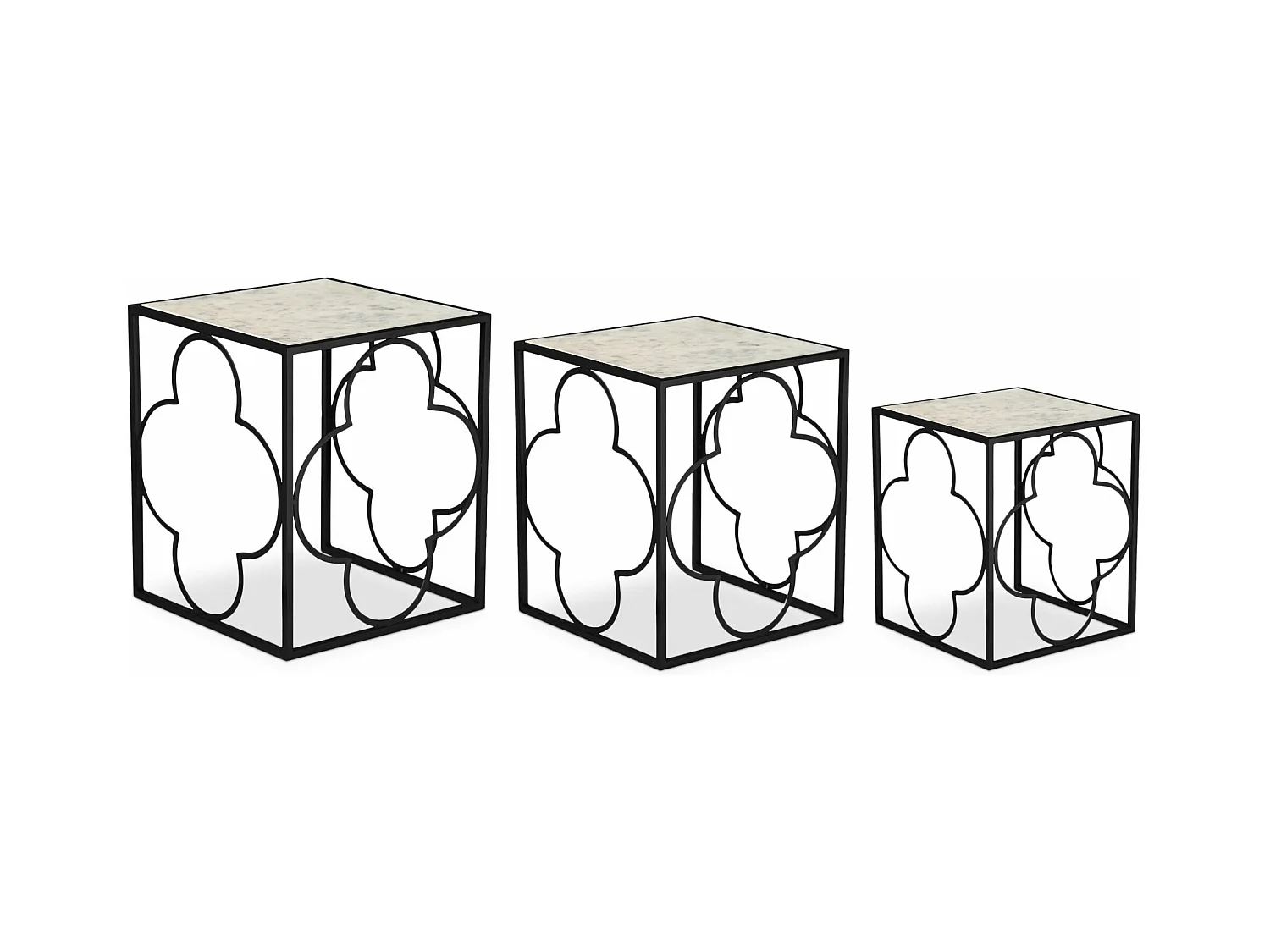 Lot de 3 Tables Gigognes Métal "Klee" 55cm Argent