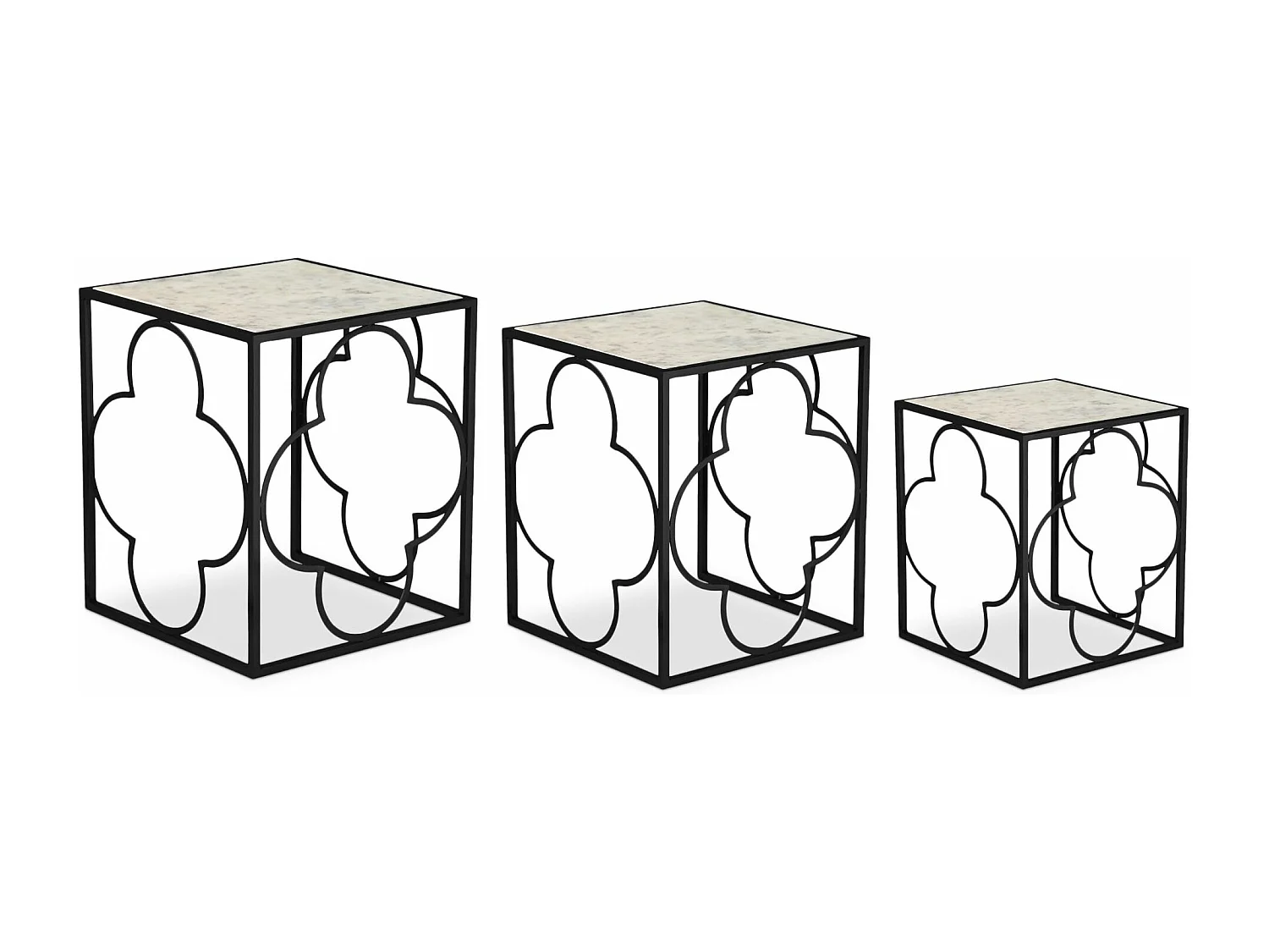 Lot de 3 Tables Gigognes Métal "Klee" 55cm Argent