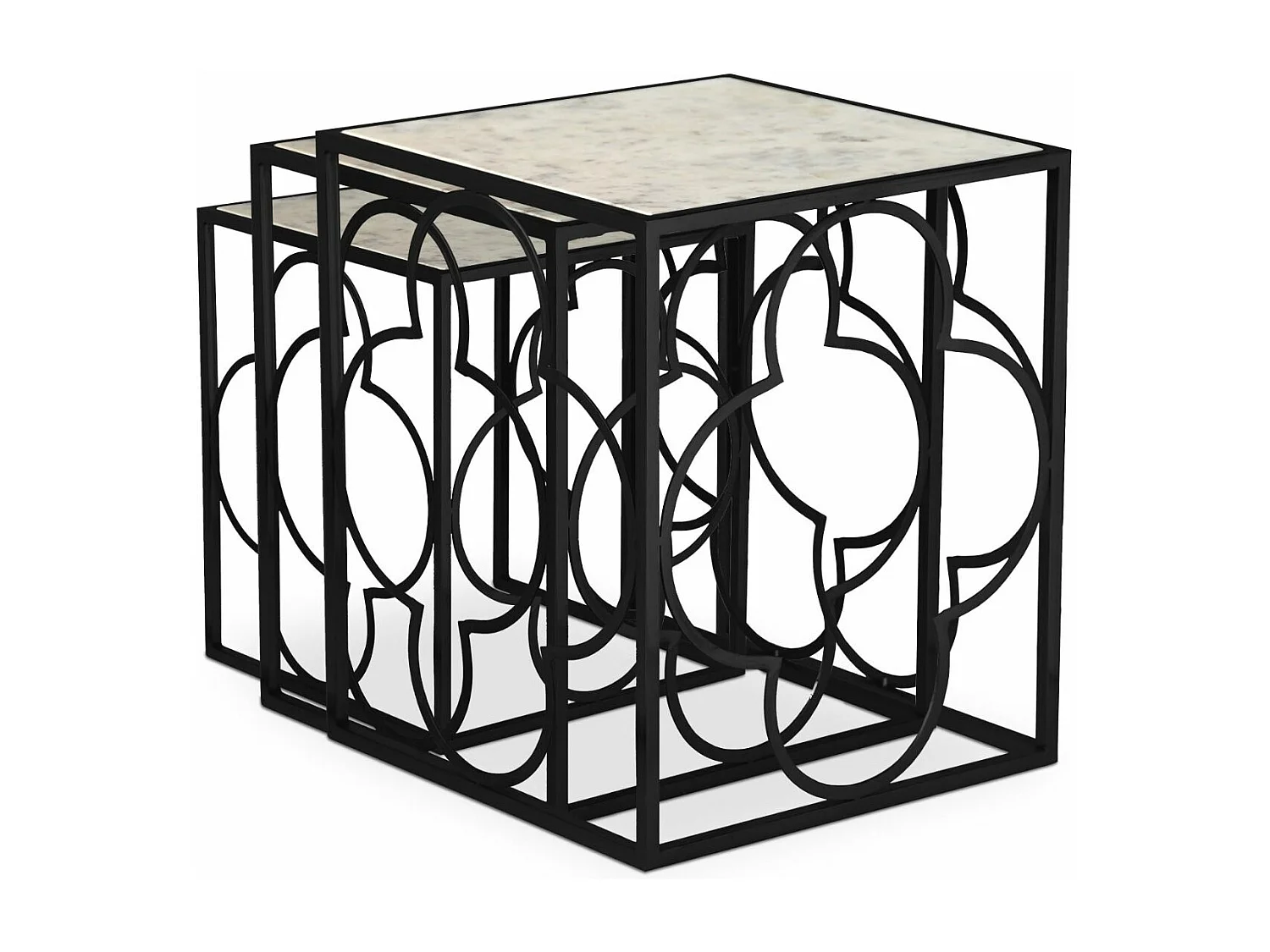 Lot de 3 Tables Gigognes Métal "Klee" 55cm Argent