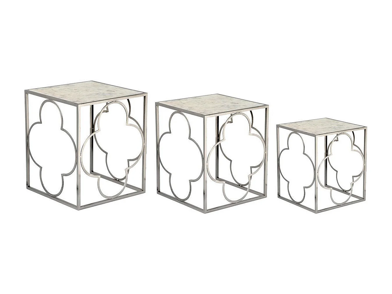 Lot de 3 Tables Gigognes Métal "Klee" 55cm Argent