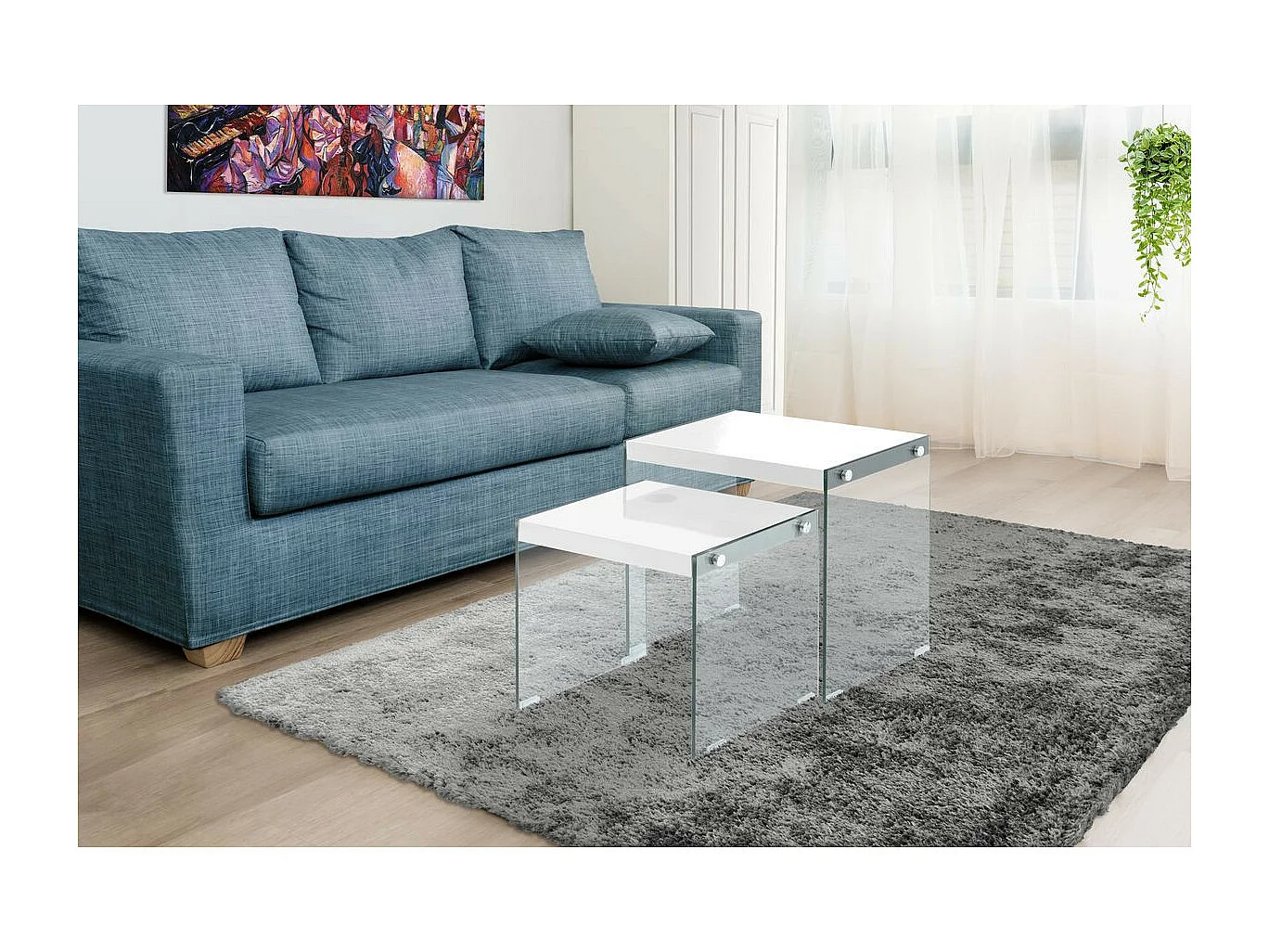 Lot de 2 Tables d'Appoint "Elementary" 46cm Blanc