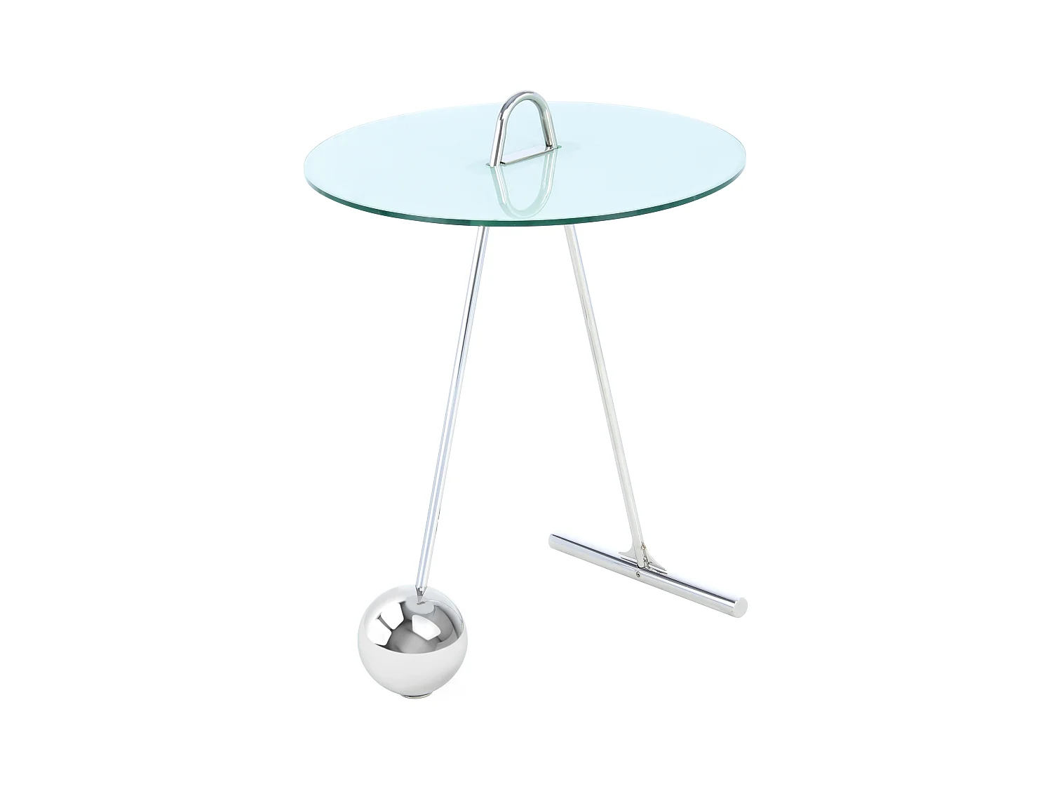 Table d'Appoint Design "Pendule" 60cm Argent & Blanc