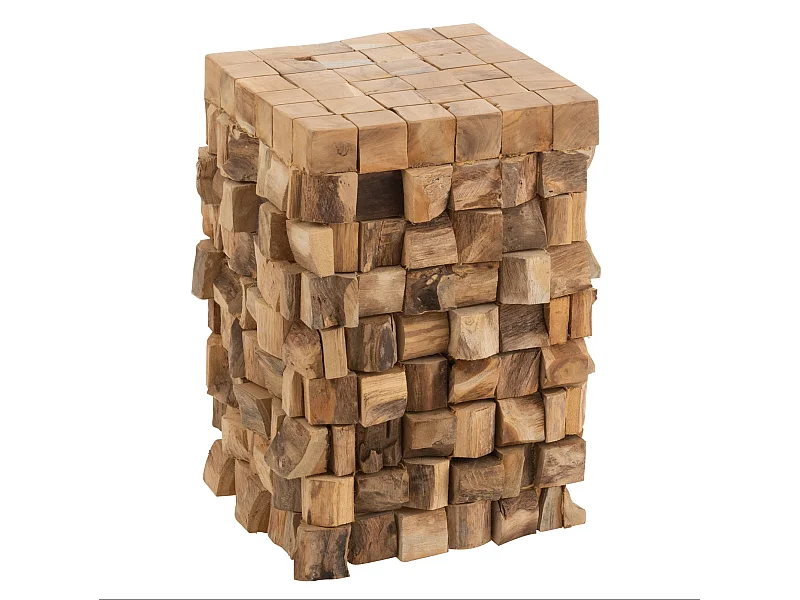 Mesa auxiliar y taburete Gaya, piezas de teca natural, L 30 cm