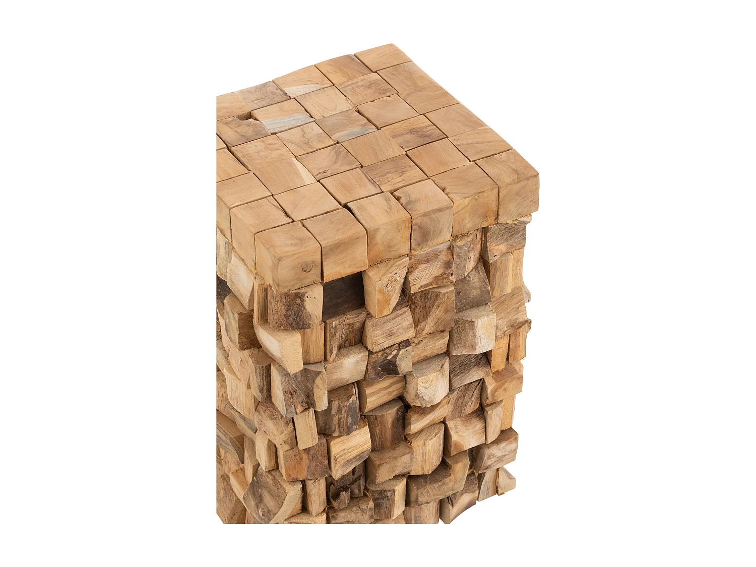 Mesa auxiliar y taburete Gaya, piezas de teca natural, L 30 cm