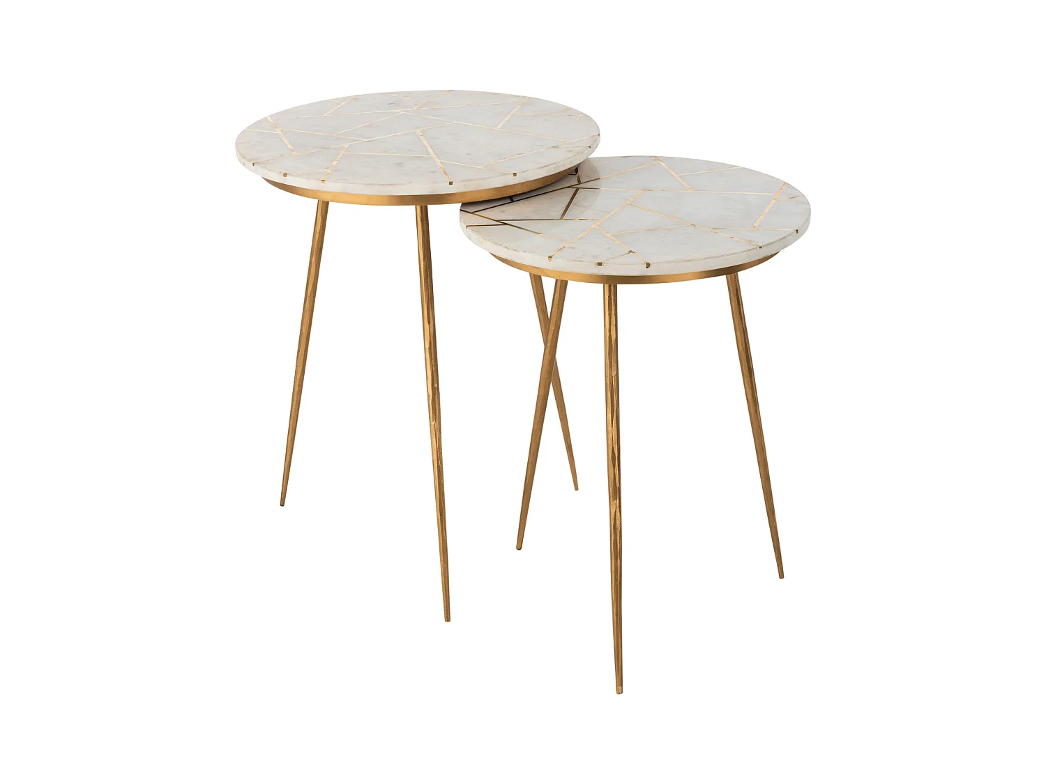 Lot de 2 Tables Gigognes "Lolita" 56cm Or & Blanc