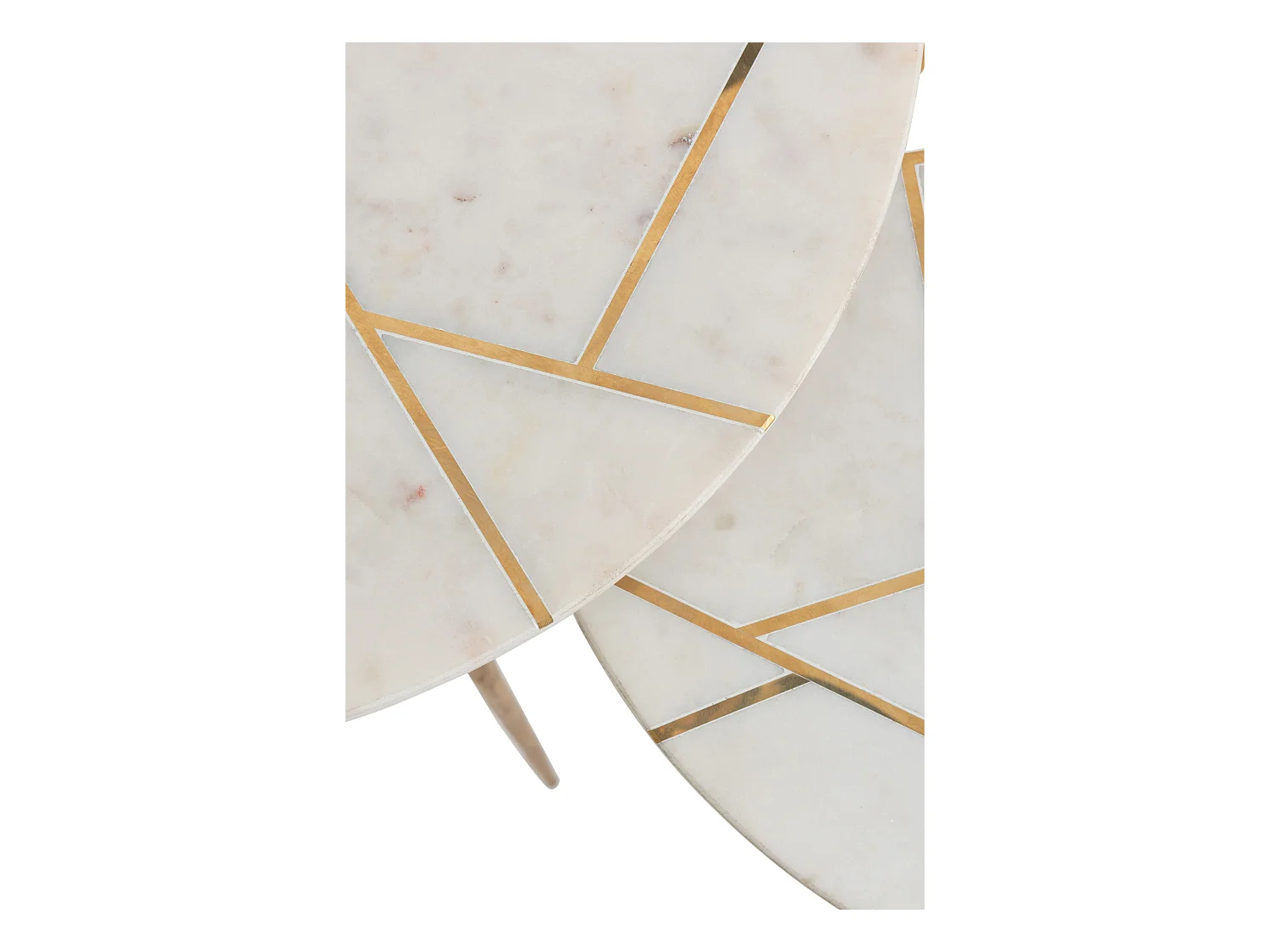 Lot de 2 Tables Gigognes "Lolita" 56cm Or & Blanc