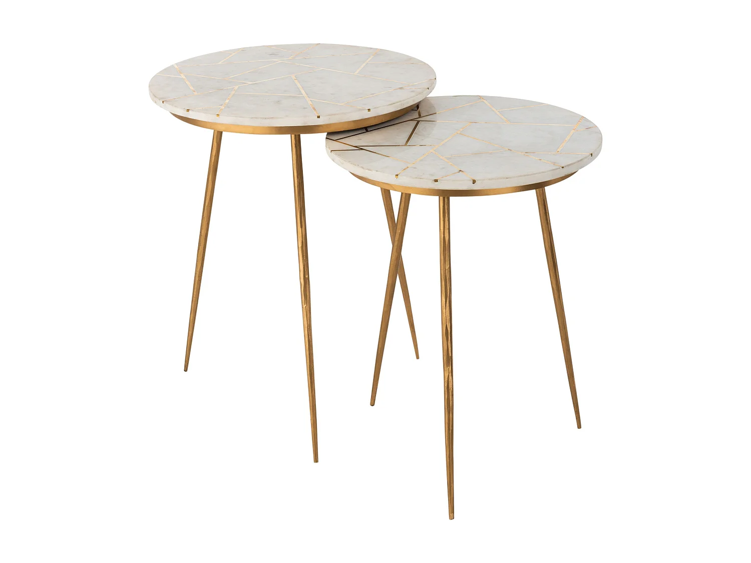 Lot de 2 Tables Gigognes "Lolita" 56cm Or & Blanc