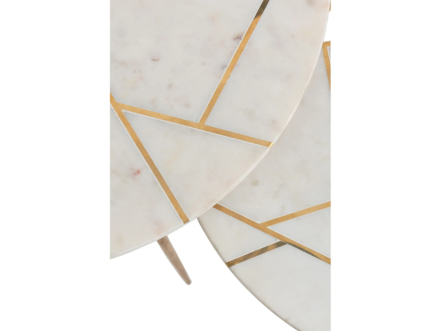 Lot de 2 Tables Gigognes "Lolita" 56cm Or & Blanc