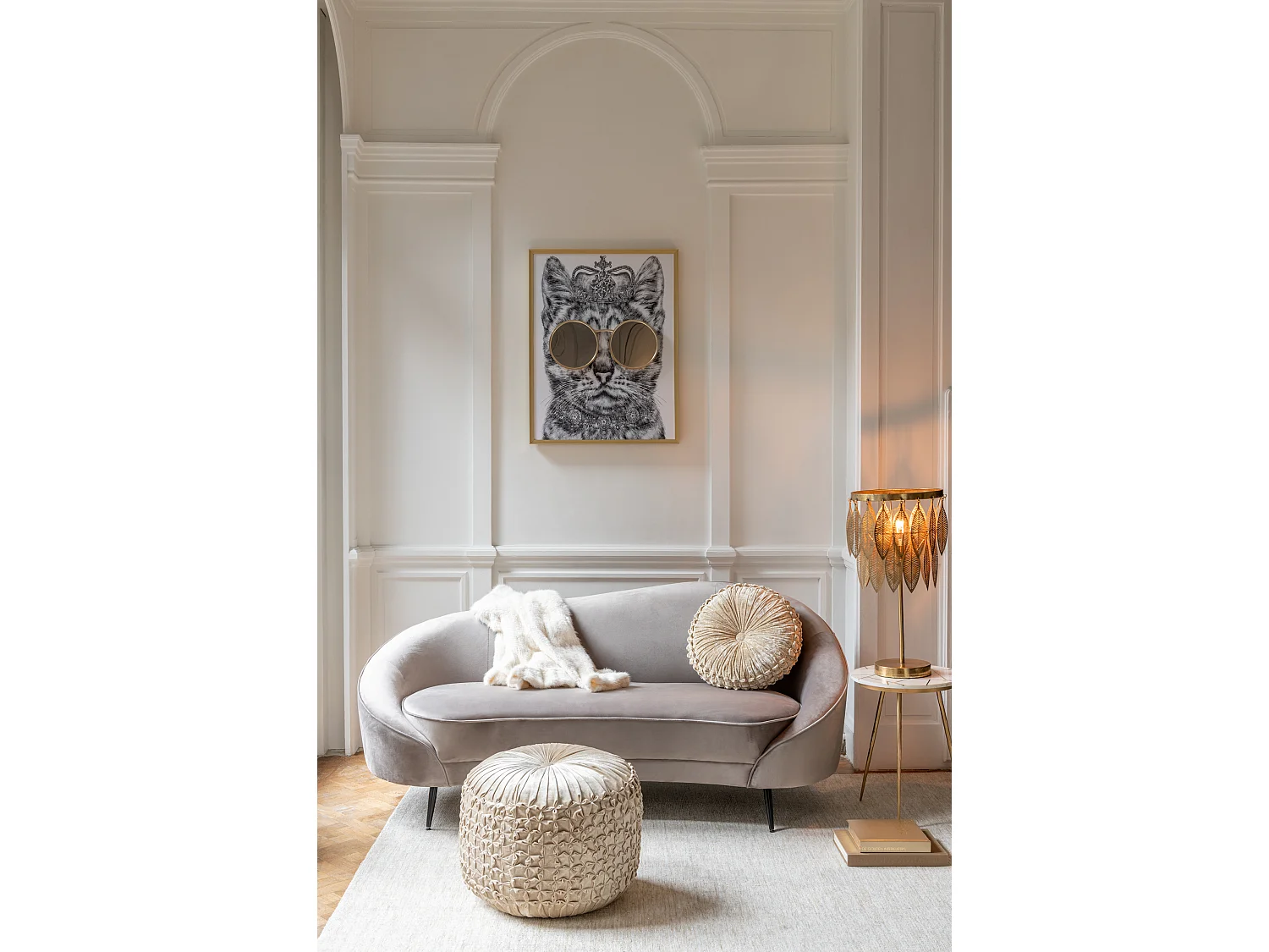 Lot de 2 Tables Gigognes "Lolita" 56cm Or & Blanc