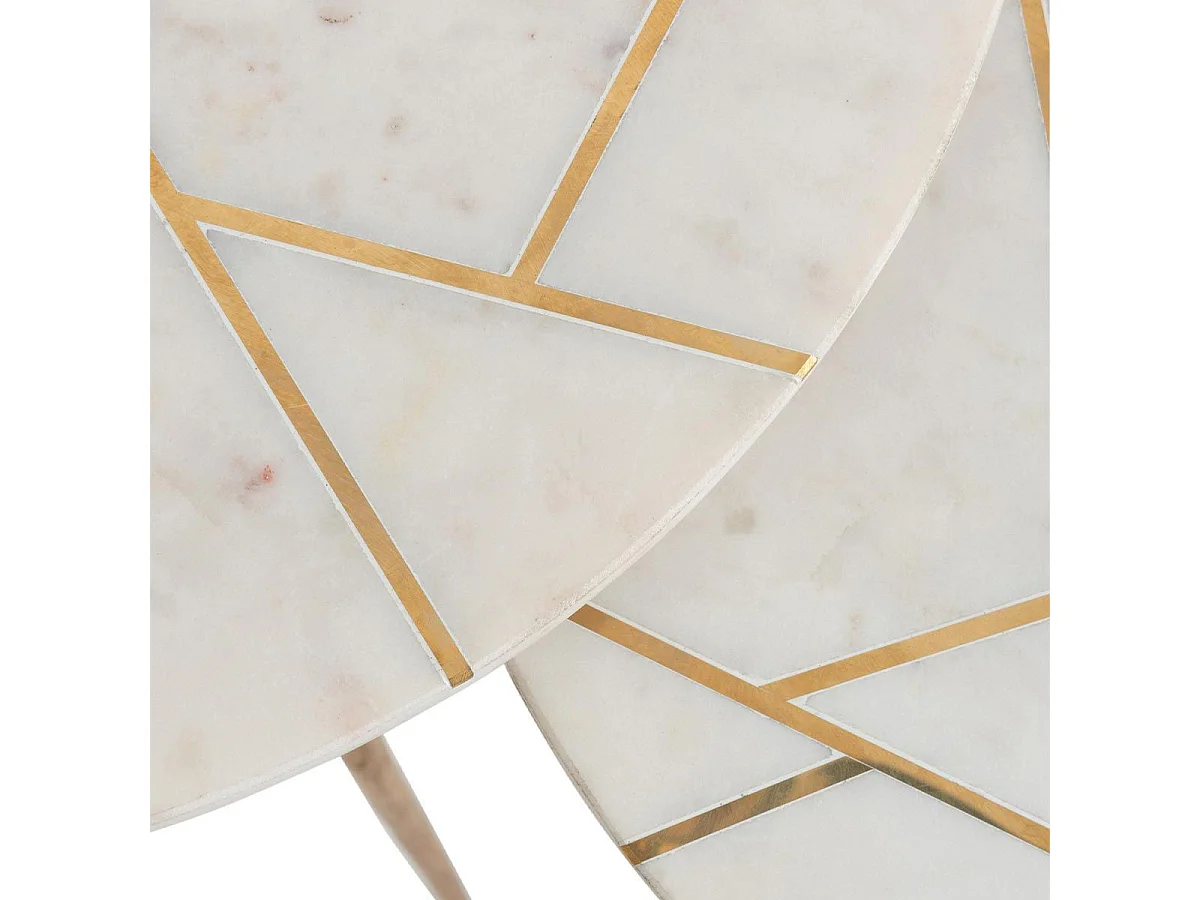 Lot de 2 Tables Gigognes "Lolita" 56cm Or & Blanc