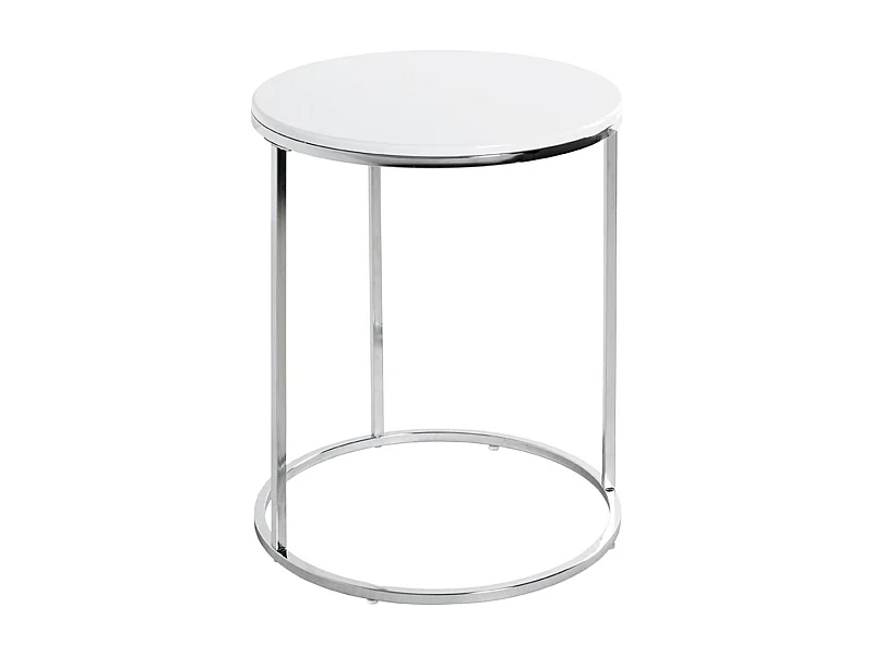 Table d'Appoint Design "Zano" 50cm Blanc & Argent