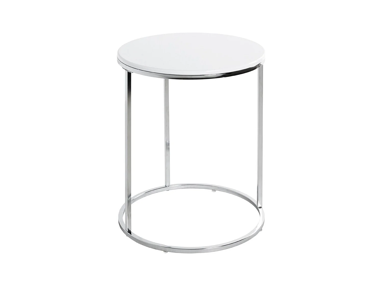Table d'Appoint Design "Zano" 50cm Blanc & Argent