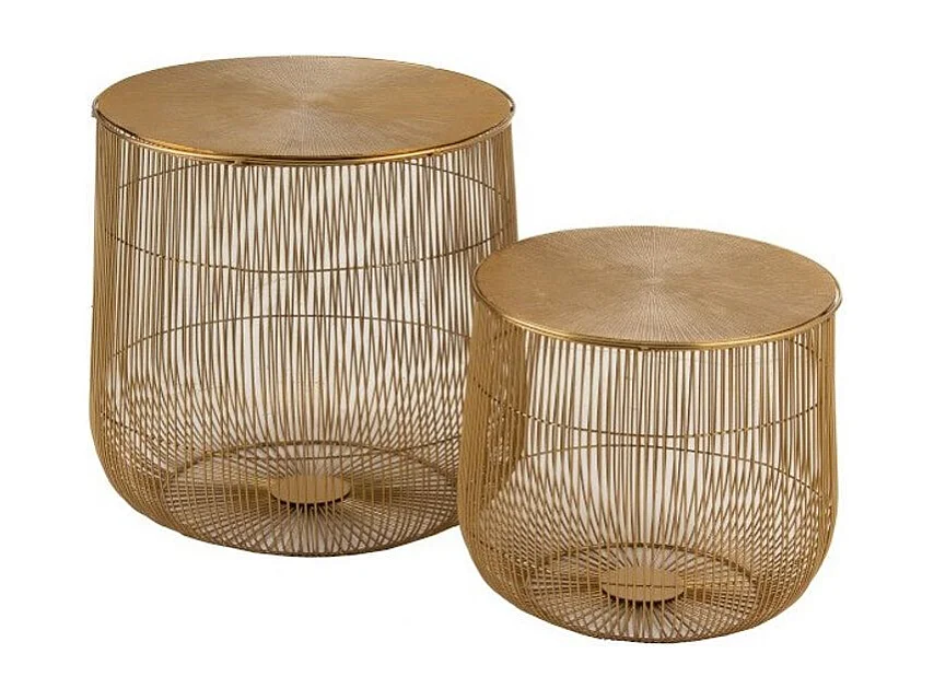 Lot de 2 Tables d'Appoint "Panier" 49cm Or